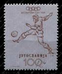 Югославия 1952 г. • Mi# 703 • 100 D. • Летние Олимпийские Игры, Хельсинки • футбол • концовка серии • Used(ФГ)/* VF ( кат. - €35 )