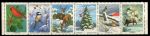 США • Рождественские этикетки 1976 г. • Зимняя природа • птицы и звери • неофициальный выпуск • сцепка ( 6 марок ) • MNH OG VF