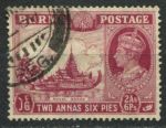 Бирма 1938-1940 гг. • Gb# 25 • 2a.6p. • Георг VI • основной выпуск • королевский корабль-дворец • Used VF ( кат.- £ 3,5 )