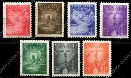 Ватикан 1947 г. • Mi# 140-6 • 1 -100 L. • голуби и ангелы • авиапочта • полн. серия(7 марок) • MNH OG VF ( кат. - €55 )