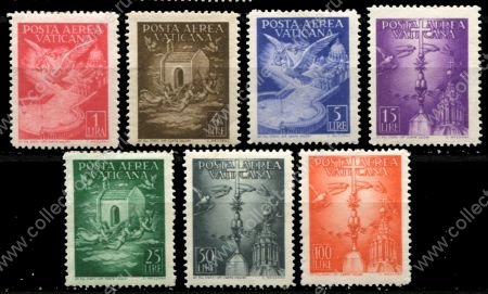 Ватикан 1947 г. • Mi# 140-6 • 1 -100 L. • голуби и ангелы • авиапочта • полн. серия(7 марок) • MH OG VF ( кат. - €55- )