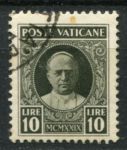 Ватикан 1929 г. • Mi# 13 • 10 L. • 1-й выпуск •  Папа Пий XI • концовка серии • Used VF- ( кат. - €20 )