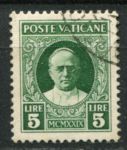 Ватикан 1929 г. • Mi# 12 • 5 L. • 1-й выпуск •  Папа Пий XI • Used VF ( кат. - €12 )