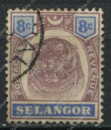 Малайя • Перак 1895-1899 гг. • Gb# 56 • 8 c. • тигр • стандарт • Used VF ( кат.- £ 8 )