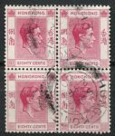 Гонконг 1938-1952 гг. • Gb# 154 • 80 c. • Георг VI • стандарт • кв. блок • Used VF
