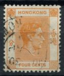 Гонконг 1938-1952 гг. • Gb# 142 • 4 c. • Георг VI • стандарт • перф. 14 • Used XF ( кат.- £ 5 )