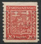 Чехословакия 1929 г. • Mi# 279B • 20 h. • государственный герб • стандарт • Used VF