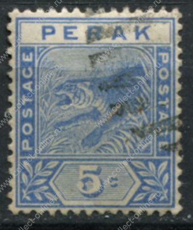 Малайя • Перак 1892-1895 гг. • Gb# 64 • 5 c. • тигр • Used VF ( кат.- £ 8 )