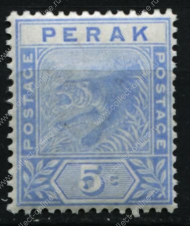 Малайя • Перак 1892-1895 гг. • Gb# 64 • 5 c. • тигр • MH OG VF ( кат.- £ 6 )