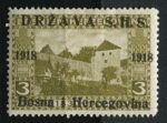 Югославия • Босния и Герцеговина 1918 г. • SC# 1L1 • 3 h. • надпечатка на марке 1910 г. • крепость • MH OG VF