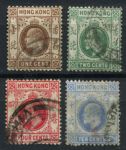 Гонконг 1907-1911 гг. • Gb# 91-3,95 • 1,2,4,10 c. • Эдуард VII • стандарт • Used VF ( кат.- £ 4 )