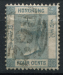 Гонконг 1882-1896 гг. • Gb# 34 • 4 c. • Королева Виктория • стандарт • Used XF ( кат.- £ 3 )