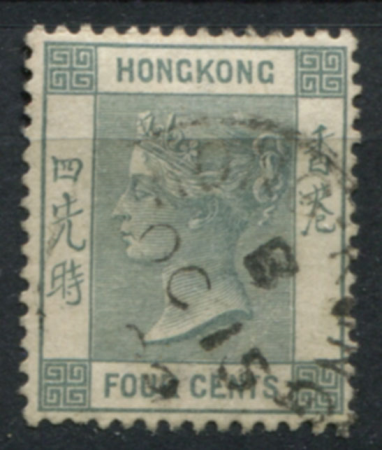 Гонконг 1882-1896 гг. • Gb# 34 • 4 c. • Королева Виктория • стандарт • Used XF ( кат.- £ 3 )