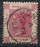 Гонконг 1882-1896 гг. • Gb# 33 • 2 c. • Королева Виктория • стандарт • Used XF+ ( кат.- £ 3 )