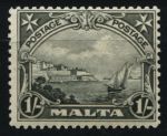Мальта 1926-1927 гг. • Gb# 166 • 1 sh. • Георг V • осн. выпуск • яхта на фоне Валетты • MH OG VF ( кат.- £ 8 )