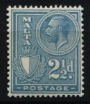 Мальта 1926-1927 гг. • Gb# 162 • 2 ½ d. • Георг V • стандарт • MH OG VF ( кат.- £ 5 )