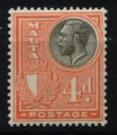 Мальта 1926-1927 гг. • Gb# 163 • 4 d. • Георг V • стандарт • MH OG VF ( кат.- £ 4 )