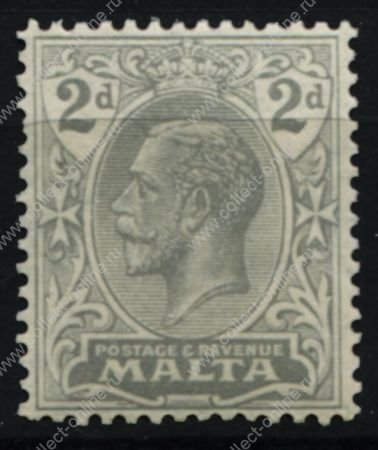 Мальта 1921-1922 гг. • Gb# 100 • 2 d. • Георг V • стандарт • MH OG VF ( кат.- £ 9 )