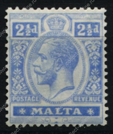 Мальта 1921-1922 гг. • Gb# 101 • 2 ½ d. • Георг V • стандарт • MH OG VF ( кат.- £ 7 )
