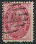 Тонга 1886-1887 гг. • Gb# 1 • 1 d. • 1-й выпуск • король Георг I • Used XF ( кат.- £ 7 )