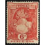 Тонга 1897 г. • Gb# 47 • 6 d. • осн. выпуск • цветущий коралл • MLH OG XF ( кат.- £ 15 )