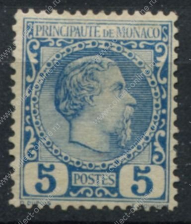 Монако 1885 г. • SC# 3 • 5 c. • 1-й выпуск • Князь Чарльз III • стандарт • MNG VF ( кат.- $ 70- )