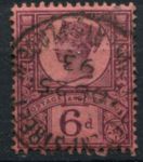 Великобритания 1887-1892 гг. • Gb# 208a • 6 d. • Королева Виктория • "Юбилейный" выпуск • стандарт • Used F-VF ( кат.- £ 13 )