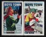 США • Благотворительные этикетки 1971 г. • Boys Town(шт. Небраска) • скауты • пара • MNH OG XF