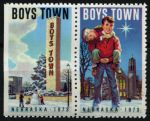 США • Благотворительные этикетки 1973 г. • Boys Town(шт. Небраска) • скауты • пара • MNH OG XF