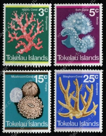 Токелау о-ва 1973 г. • SC# 37-40 • 3 - 25 с. • Фауна океана • кораллы • полн. серия • MNH OG XF ( кат.- $ 9 )