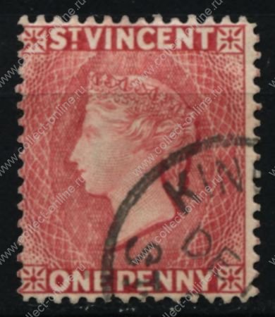 Сент-Винсент 1861 г. • Gb# 1 • 1 d. • Королева Виктория • стандарт • Used XF ( кат. - £15 )