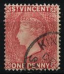 Сент-Винсент 1861 г. • Gb# 1 • 1 d. • Королева Виктория • стандарт • Used XF ( кат. - £15 )