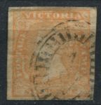 Австралия • Виктория 1854-1855 гг. • Gb# 32a • 6 d. • королева Виктория • Used XF+ ( кат.- £20 )