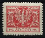 Польша 1924 г. • Mi# 193 • 30000 M, • государственный герб • стандарт • MNH OG XF ( кат.- €4 )