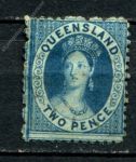 Квинсленд 1868-1878 гг. • GB# 87 • 2 d. • Королева Виктория • перф. 13 • стандарт • Used F-VF ( кат. - £5 )