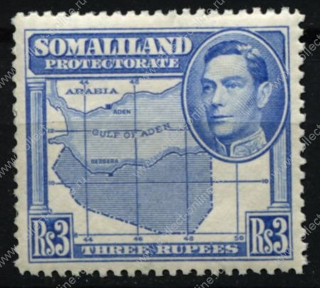 Сомалиленд 1938 г. Gb# 103 • 3 R. • Георг VI основной выпуск • карта колонии • MNH OG XF ( кат. - £25 )