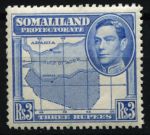 Сомалиленд 1938 г. • Gb# 103 • 3 R. • Георг VI основной выпуск • карта колонии • MNH OG XF ( кат. - £25 )