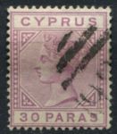 Кипр 1882-1886 гг. • Gb# 17 • 30 pa. • Королева Виктория • в.з. "CA"  • стандарт • Used XF ( кат.- £26 )