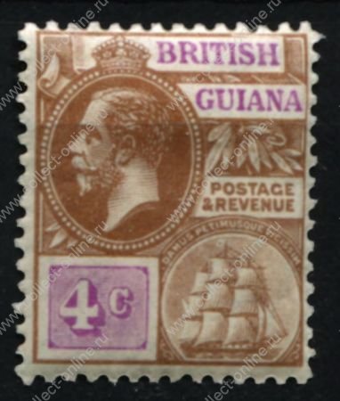 Британская Гвиана 1921-1927 гг. Gb# 275 • 4 c. • Георг V • стандарт • MH OG VF ( кат. - £5 )