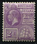 Британская Гвиана 1921-1927 гг. Gb# 274 • 2 c. • Георг V • стандарт • MH OG VF ( кат. - £3 )