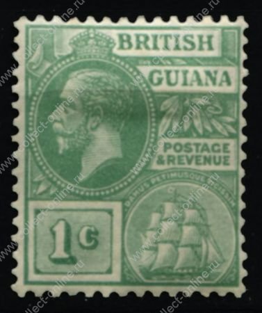 Британская Гвиана 1921-1927 гг. Gb# 272 • 1 c. • Георг V • стандарт • MH OG VF ( кат. - £5 )