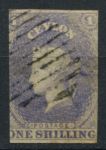 Цейлон 1857-1859 гг. • Gb# 10 • 1 sh. • Королева Виктория • Used F-VF ( кат. - £200 )