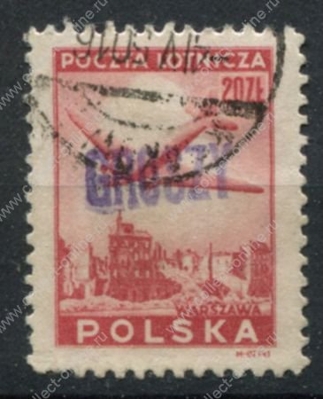 Польша 1950 г. • Mi# 565 • (20) gr. на 20 zt. • надпечатка "GROSZY" • Used VF ( кат.- €8 )