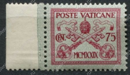 Ватикан 1929 г. • Mi# 7 • 75 c. • 1-й выпуск •  Папа Пий XI • MH OG XF ( кат. - €7 )