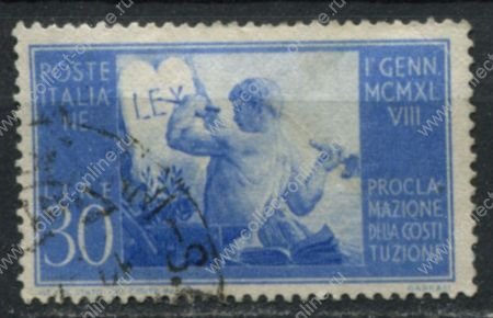 Италия 1948 г. • SC# 494(Mi# 747) • 30 L. • Принятие новой конституции • Used VF • ( кат.- $3 )