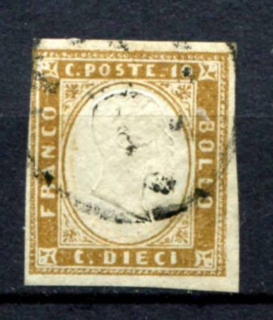 Сардиния 1855-1863 гг. • SC# 11 • 10 с. • Виктор Эммануил II • Used F ( кат. - $25 )