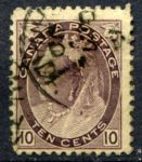 Канада 1897-1898 гг. • Sc# 73 • 10 c. • Королева Виктория • (выпуск с кленовыми листьями) • Used VF ( кат.- $100 )