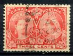 Канада 1897 г. • Sc# 53 • 3 c. • Королева Виктория • 60-летний юбилей правления • Used VF-XF ( кат.- $2.50 )
