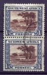 Юго-западная Африка 1931 г. • Gb# 80 • 1 sh.(2) • основной выпуск • деревья в буше • верт. пара • Used VF ( кат.- £16 )