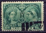 Канада 1897 г. • SC# 52 • 2 c. • Королева Виктория • 60-летний юбилей правления • Used XF ( кат.- $15 )